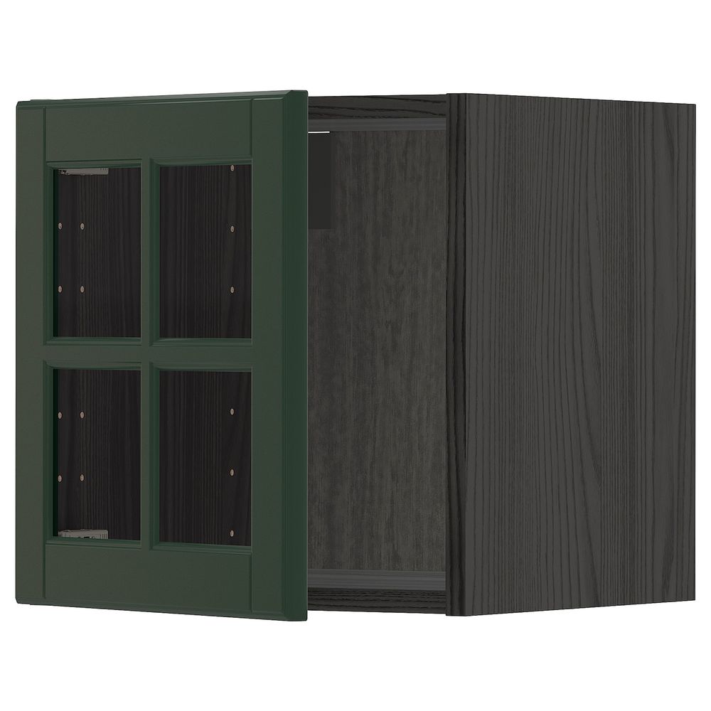 Навесной шкаф со стеклянной дверью, черный/Будбин темно-зеленый 40x40 см IKEA МЕТОД 993.132.19 - схема-чертеж с размерами