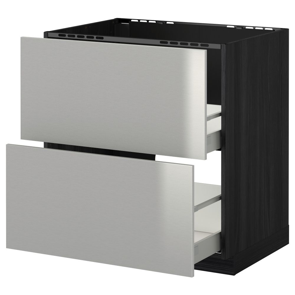 Напольный шкаф под мойку + 2 фронтальных панели, 2 ящика МЕТОД / МАКСИМЕРА, черный, Гревста нержавеющ сталь - схема-чертеж с размерами