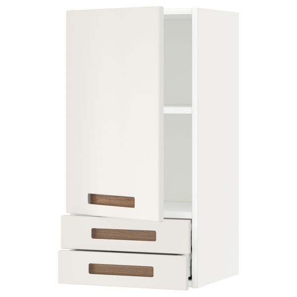 Навесной шкаф с дверцей, 2 ящика МЕТОД / МАКСИМЕРА, белый, Мэрста белый - схема-чертеж с размерами