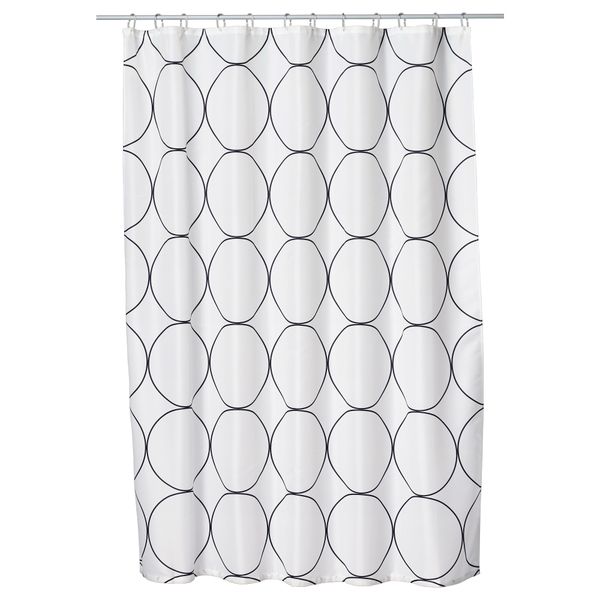 Штора для ванной УДГРУНД, белый/черный (180x200 см) - фото 1