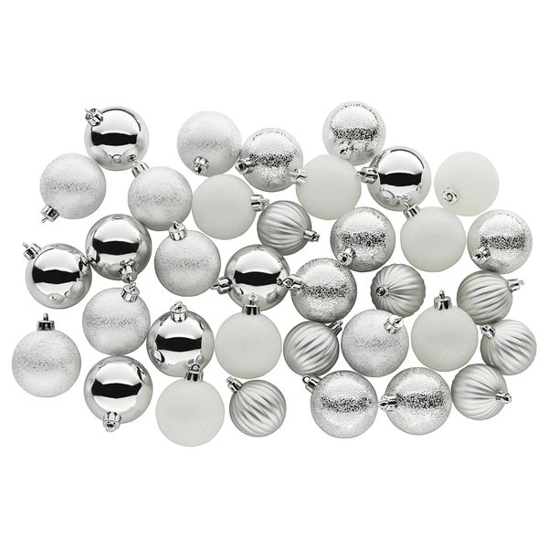 Шарики, 35 шт. ВИНТЕР 2017, белый, серебристый - фото 1