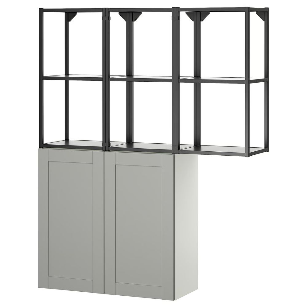 ENHET Комбинация д/хранения - антрацит/серый каркас 120x32x150 см - фото 1