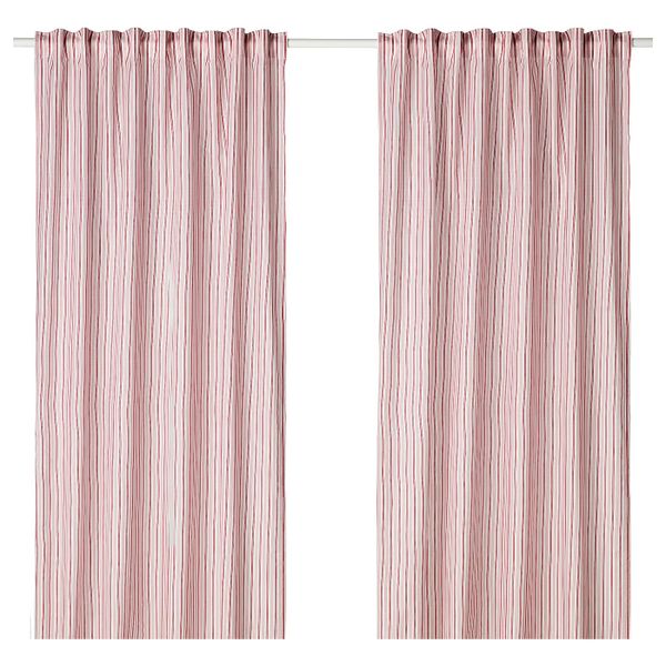 Гардины, 1 пара, белый/красный красный/белый, 145x300 см IKEA БЕРГПИОН 704.013.82 - фото 1