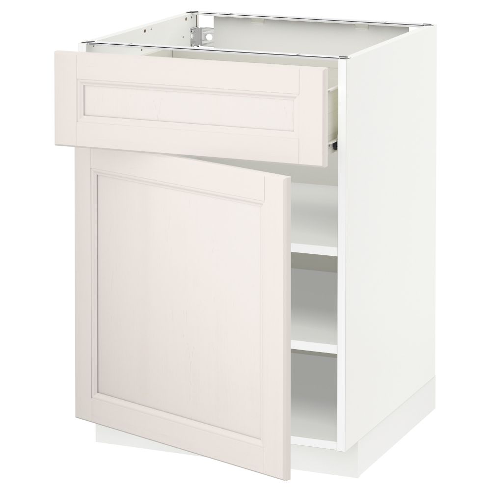 Напольный шкаф с ящиком, дверью МЕТОД / ФОРВАРА, белый, Лаксарби белый - схема-чертеж с размерами