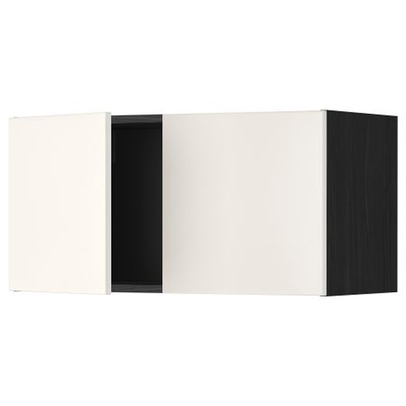 Навесной шкаф с 2 дверями МЕТОД, черный, Веддинге белый (80x40 см)