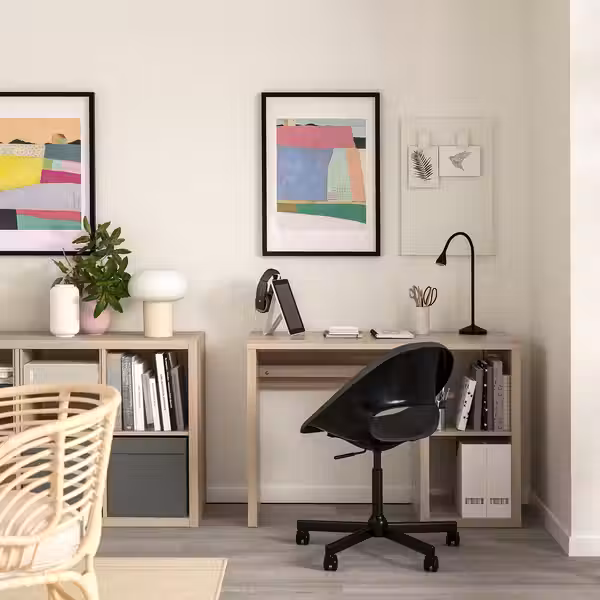 KALLAX / ELDBERGET Письменный стол и стул - под беленый дуб/темно-серый чёрный - фото 2