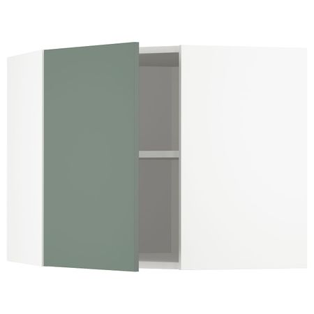 Угловой навесной шкаф с полками, белый/Бодарп серо-зеленый 68x60 см IKEA METOD МЕТОД 393.177.10