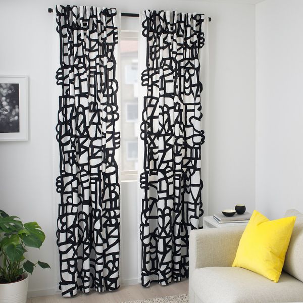 Ткань, белый, черный 150 см IKEA SKUGGBRÄCKA СКУГГБРЭККА 504.437.93 - схема-чертеж с размерами