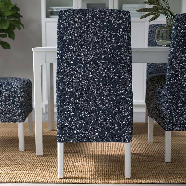 Стул с чехлом средней длины, белый Ryrane темно-синий IKEA BERGMUND БЕРГМУНД 993.845.51 - фото 5