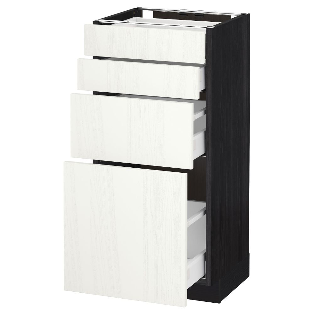 Напольный шкаф 4 фронтальных панели, 4 ящика МЕТОД / МАКСИМЕРА, черный, Росдаль белый - схема-чертеж с размерами