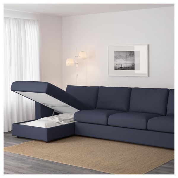 4-местный диван ВИМЛЕ, с козеткой, Оррста черно-синий - фото 3