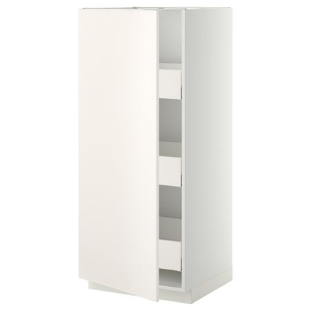 Высокий шкаф с ящиками МЕТОД / МАКСИМЕРА, белый, Веддинге белый