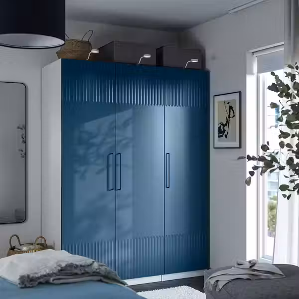 PAX / FYRUDDEN Гардероб, комбинация - белый/синий 150x60x201 см - фото 4