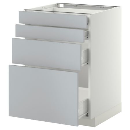 Напольный шкаф 4 фронтальных панели, 4 ящика МЕТОД / ФОРВАРА, белый, Веддинге серый