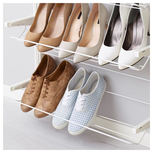 Настенная шина, полки, вешалка для брюк АЛЬГОТ, белый (189x41x197 см) - схема-чертеж с размерами