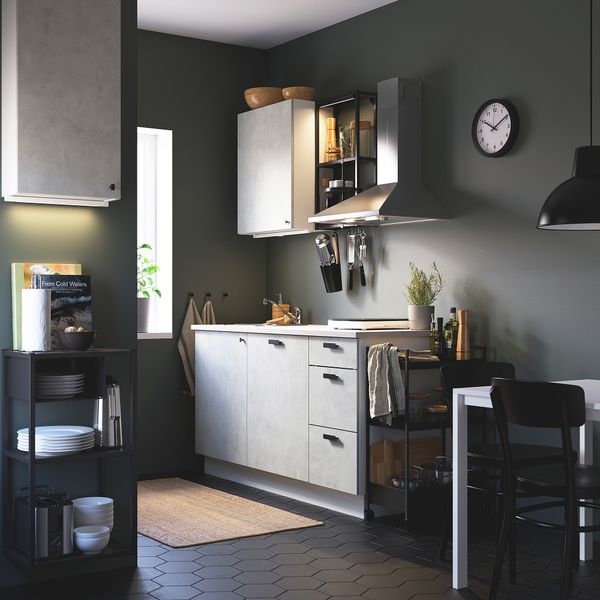 Кухня, 163x63.5x222 см, антрацит, под бетон IKEA BEGIVENHET БЕГИВЕНХЕТ 093.373.71 - фото 3