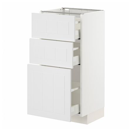 Напольный шкаф с 3 ящиками, белый/Стенсунд белый 40x37 см IKEA METOD МЕТОД / MAXIMERA МАКСИМЕРА 094.097.30