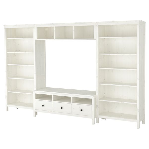 Шкаф для ТВ, комбинация, 326x197 см, белая морилка IKEA HEMNES ХЕМНЭС 792.995.54 - фото 1