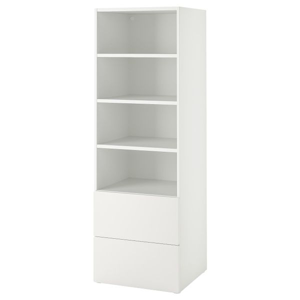 Стеллаж, белый белый/с 2 ящиками 60x57x181 см IKEA SMÅSTAD СМОСТАД / OPPHUS ОПХУС 894.832.69 - схема-чертеж с размерами