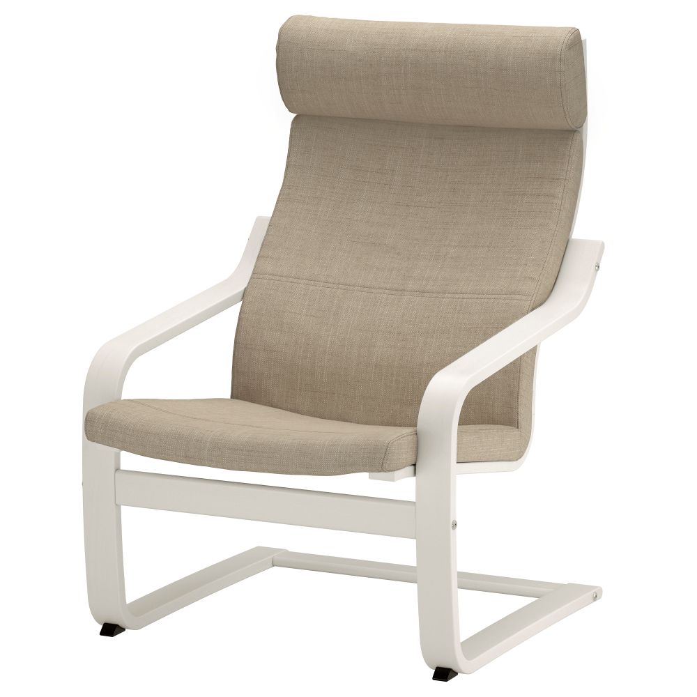 Кресло ПОЭНГ, белый, Исунда бежевый - фото 1