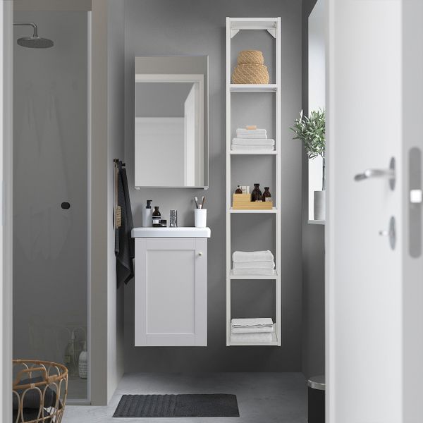 Комплект мебели для ванной,7 предм., Йельсен белый/ПИЛКОН смеситель 44x43x65 см IKEA FISKÅN ФИСКОН / TVÄLLEN ТВЭЛЛЕН 994.360.84 - схема-чертеж с размерами