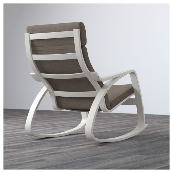 Кресло-качалка ПОЭНГ, белый, Исунда коричневый - фото 3