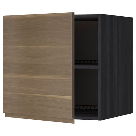 Верхний шкаф на холодильник/морозильн, черный/Воксторп грецкий орех 60x60 см IKEA МЕТОД 392.248.05