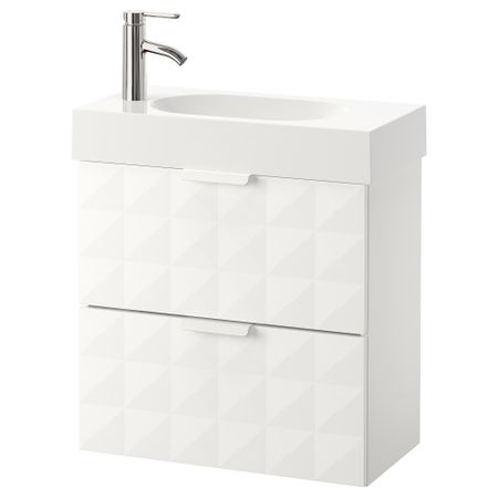 Шкаф для раковины с 2 ящиками ГОДМОРГОН / БРОВИКЕН, Решён белый (62x33x68 см)