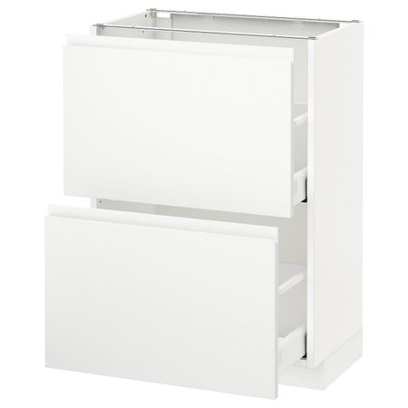 Напольный шкаф с 2 ящиками, белый/Воксторп матовый белый 60x37 см IKEA METOD МЕТОД / MAXIMERA МАКСИМЕРА 492.387.22