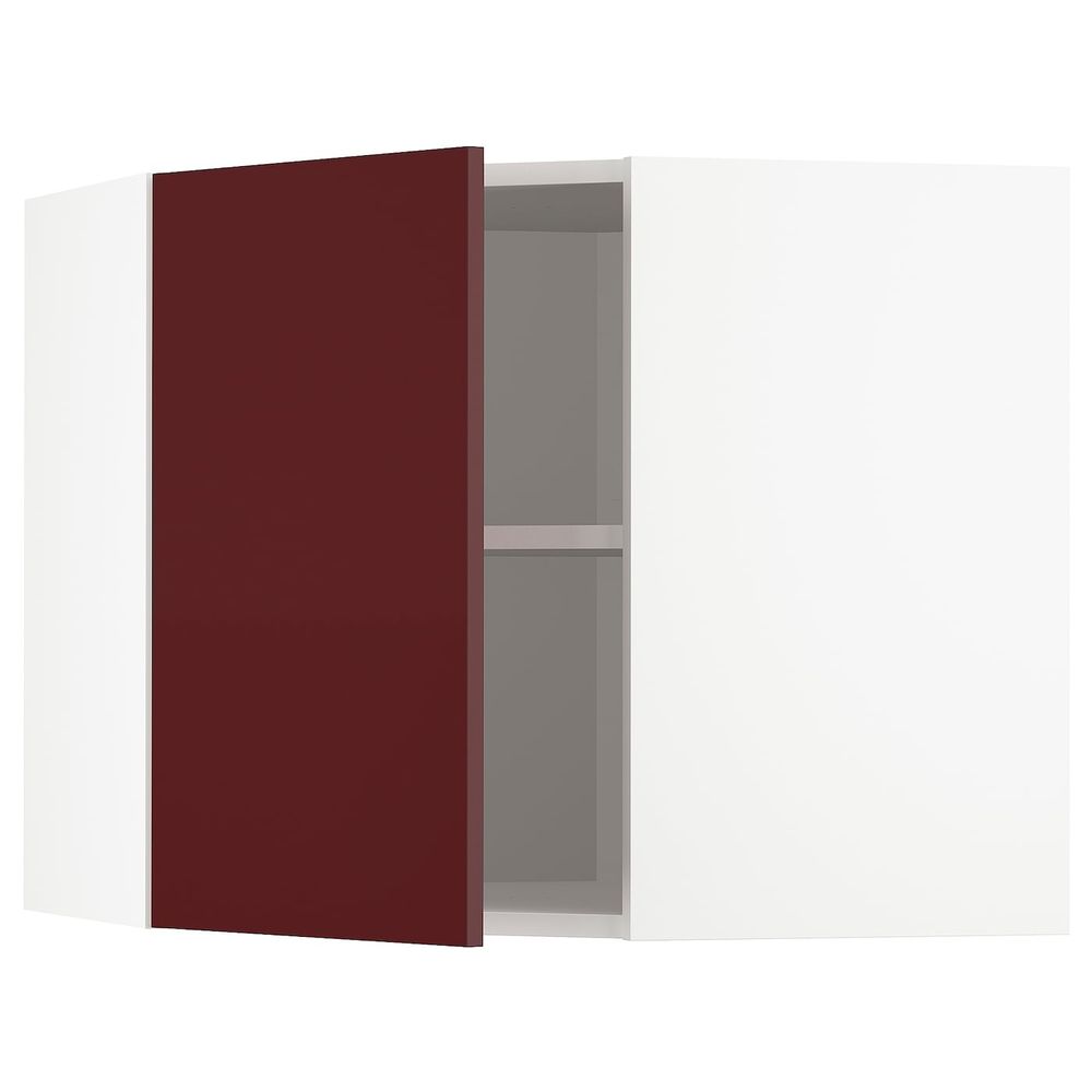 Угловой навесной шкаф с полками, белый Калларп/глянцевый темный красно-коричневый 68x60 см IKEA METOD МЕТОД 093.269.28 - фото 1