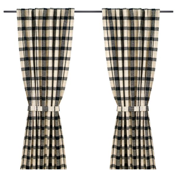 Гардины, 1 пара КОРАЛЛРОТ, бежевый, клетка (145x300 см) - схема-чертеж с размерами