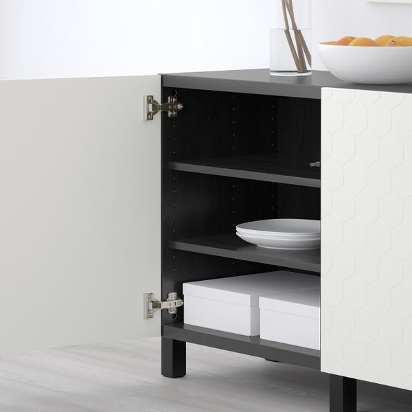 Комбинация для хранения с дверцами, черно-коричневый/вассвик/стуббарп белый 180x40x74 см IKEA БЕСТО 092.666.65 - фото 3