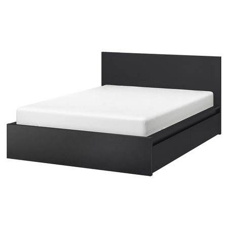 Каркас кровати + 2 кроватных ящика, черно-коричневый/Лонсет 160x200 см IKEA MALM МАЛЬМ 092.109.99