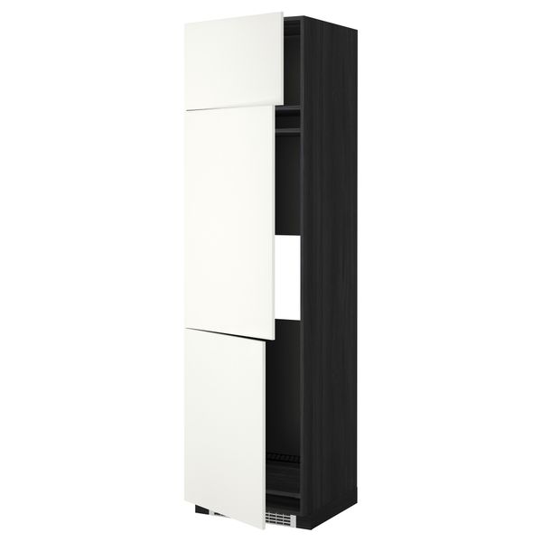 Высокий шкаф для холодильника или морозильника, с 3 дверями МЕТОД, черный, Хэггеби белый - схема-чертеж с размерами