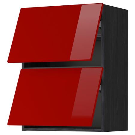 Навесной шкаф, 2 дверцы, горизонтальный МЕТОД, черный, Рингульт красный