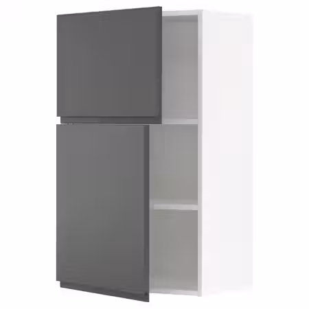 METOD Навесной шкаф с полками/2дверцы - белый/Voxtorp темно-серый 60x100 см