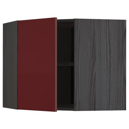 Угловой навесной шкаф с полками, черный Калларп/глянцевый темный красно-коричневый 68x60 см IKEA МЕТОД 193.278.52