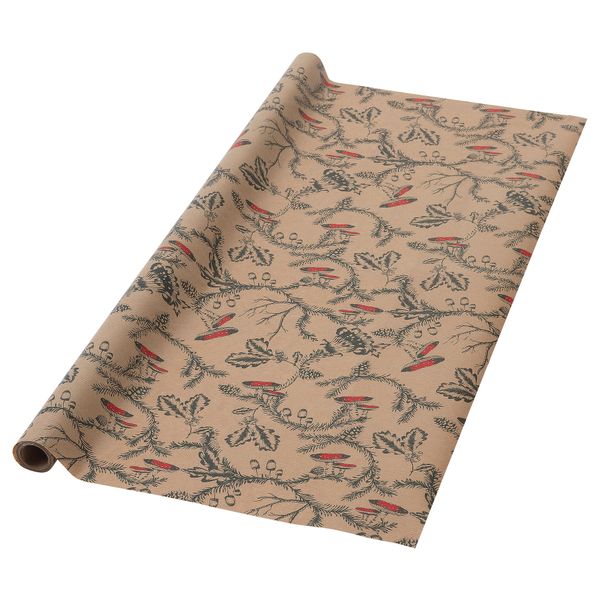 Рулон оберточной бумаги ВИНТЕР 2018, естественный, красный (5x0.7 м) - фото 1