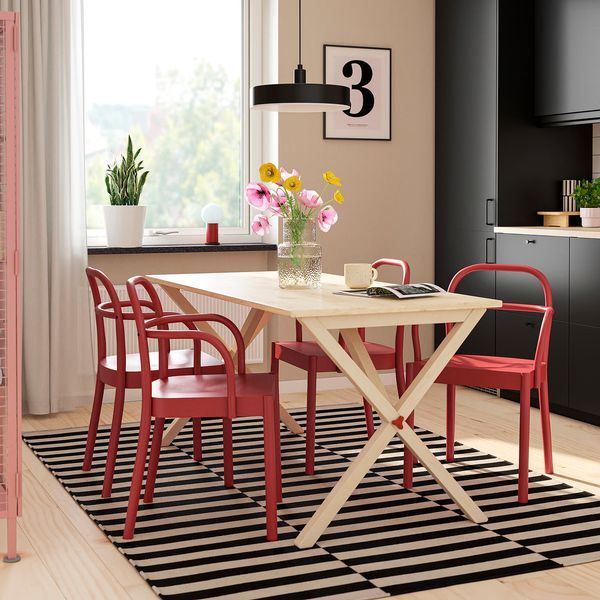 IKEA PS 2026 IKEA PS 2026 / STOCKHOLM 2025 Стол и 4 стула - сосна/красный 156x75 см - фото 2