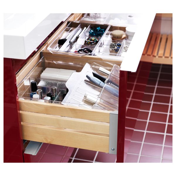 Шкаф для раковины с 2 ящиками ГОДМОРГОН / БРОВИКЕН, глянцевый красный (80x49x68 см) - фото 3