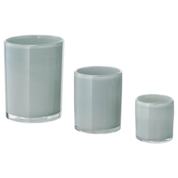 Набор подсвечников, 3 штуки БЛЭНДАНДЕ, серый - фото 1