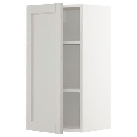 METOD Навесной шкаф с полками - белый/Lerhyttan светло-серый 40x80 см