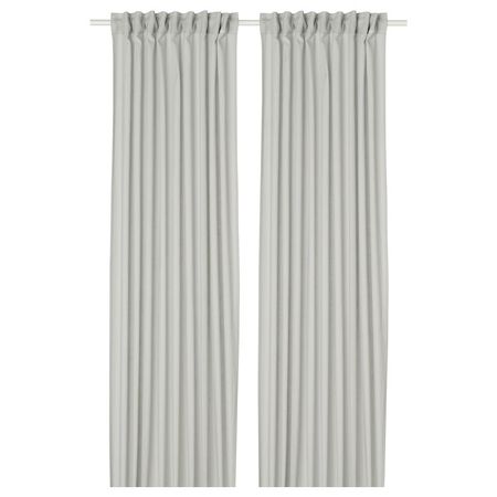 SILVERLÖNN СИЛВЕРЛЁНН Гардины, 2 шт. - светло-серый/с лентой 145x300 см