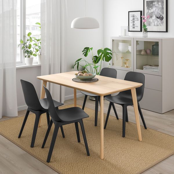 Стол и 4 стула, ясеневый шпон/антрацит 140x78 см IKEA LISABO ЛИСАБО / ODGER ОДГЕР 493.050.66 - фото 2