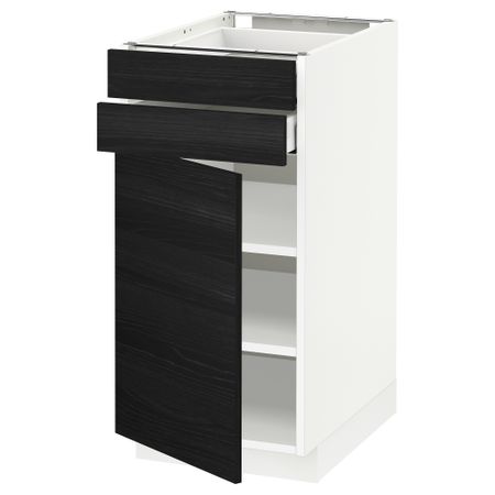 Напольный шкаф с дверцей, 2 ящиками МЕТОД / МАКСИМЕРА, белый, Тингсрид черный