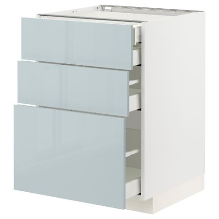 Напольный шкаф 3 фасада, 2 низких, 1 средний, 1 высокий ящик, 60x60 cm IKEA METOD МЕТОД, MAXIMERA МАКСИМЕРА 194.793.03