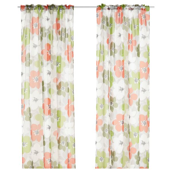 Гардины, 2 шт. МИРЛИА, цветы разноцветный (145x300 см) - фото 1