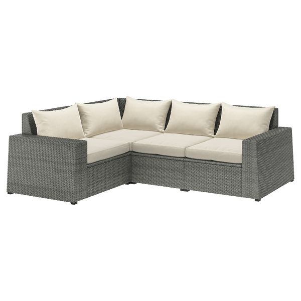 Модульный угловой 3-местный диван, садовый, темно-серый/Холло бежевый IKEA СОЛЛЕРОН 492.884.96 - фото 1