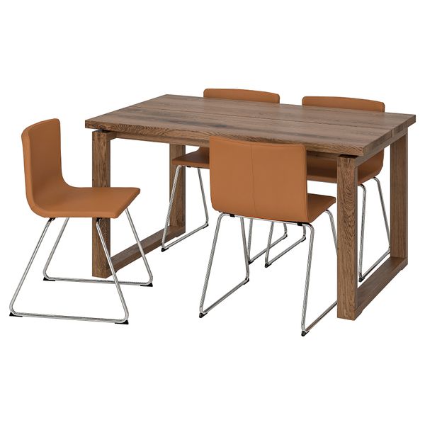 Стол и 4 стула, 140x85 cm IKEA BERNHARD/MÖRBYLÅNGA 892.807.14 - фото 1