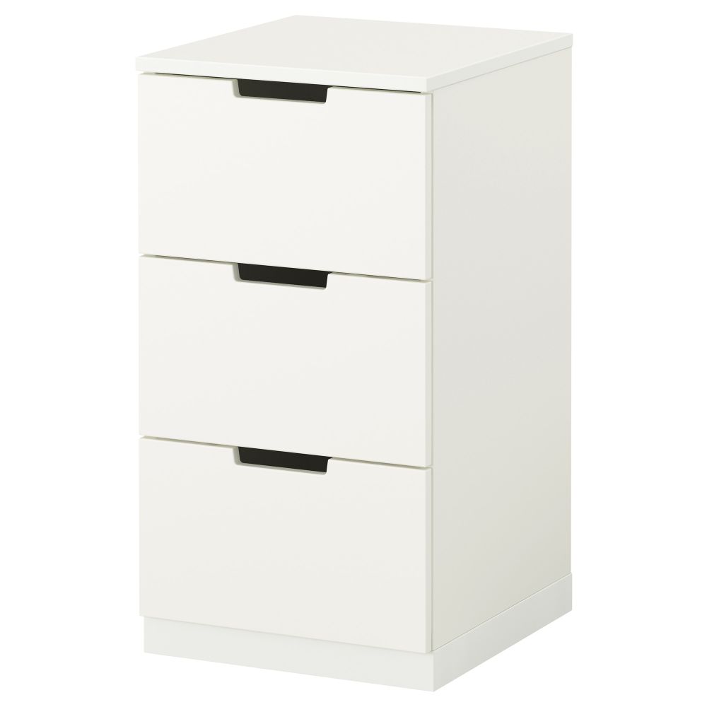 Комод с 3 ящиками НОРДЛИ, белый (40x75 см) - фото 1